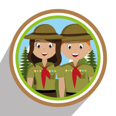 Yaz kamp ve seyahat çizgi film