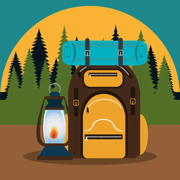 Summer camping and travel cartoon — Stock Vector