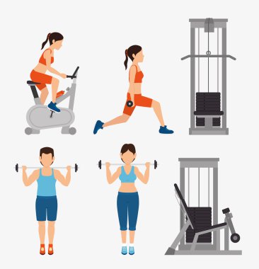 Spor salonu ve fitness yaşam tarzı tasarım