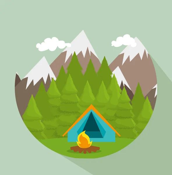 Campamento de verano y viajes — Vector de stock