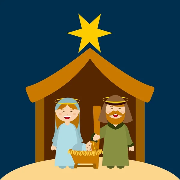 Christmas manger characters — Stock Vector