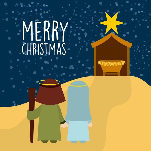 Personnages mangeoire Noël — Image vectorielle