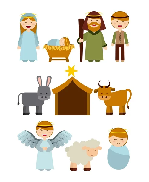 Christmas manger characters — Stock Vector