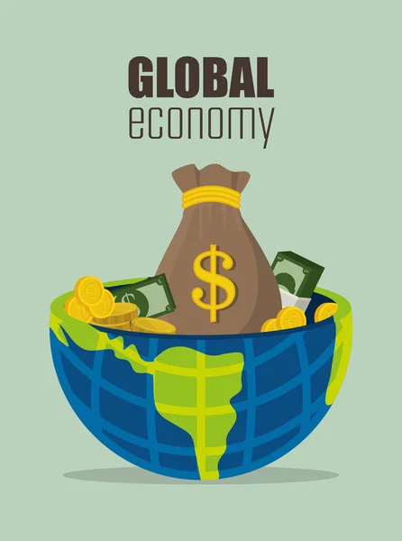 Icono de negocio y economía global — Vector de stock