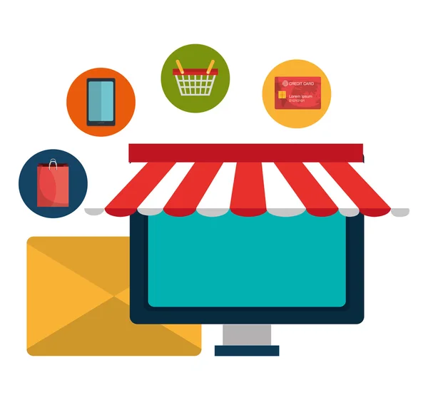 E-handel, shopping och marknadsföring design. — Stock vektor