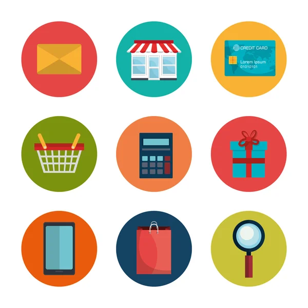 E-commerce, winkelen en marketing ontwerp. — Stockvector