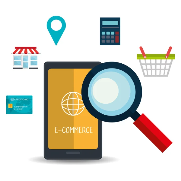 Ηλεκτρονικού εμπορίου, ψώνια και την εμπορία σχεδιασμού. — Διανυσματικό Αρχείο