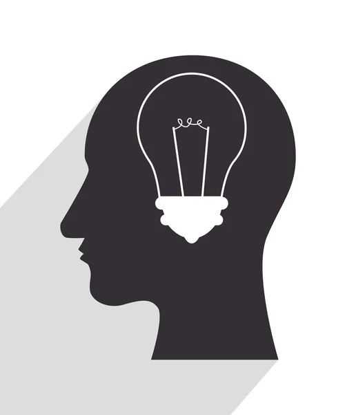 Bulb idea in head silhouette — Stock Vector