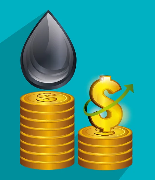 Preços do petróleo e indústria — Vetor de Stock