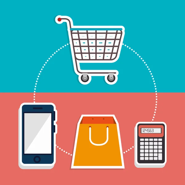 Commercialisation en ligne et ventes de commerce électronique — Image vectorielle