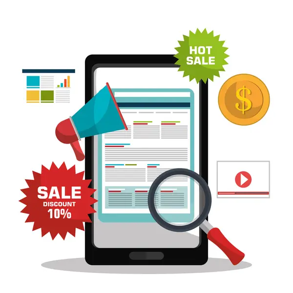 Pubblicità online e marketing digitale — Vettoriale Stock
