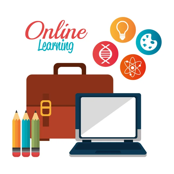 Online leren onderwijs afbeelding — Stockvector