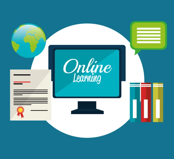 Online leren onderwijs afbeelding — Stockvector