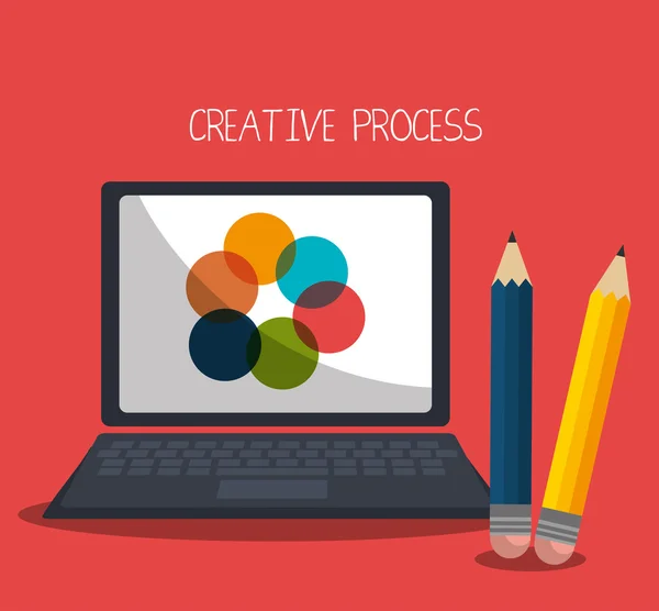 Diseño de proceso creativo con iconos de colores — Vector de stock