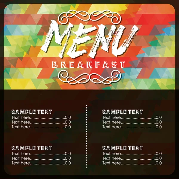 Conception de menu petit déjeuner — Image vectorielle