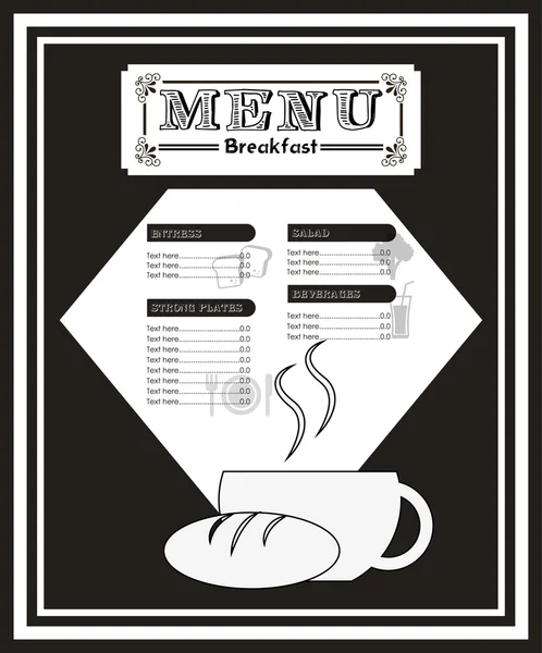 Conception de menu petit déjeuner — Image vectorielle