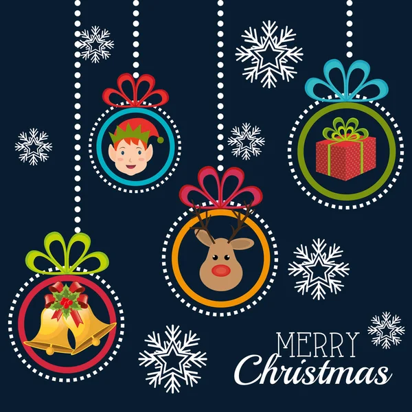 Boldog karácsonyi színes kártyák tervezése — Stock Vector