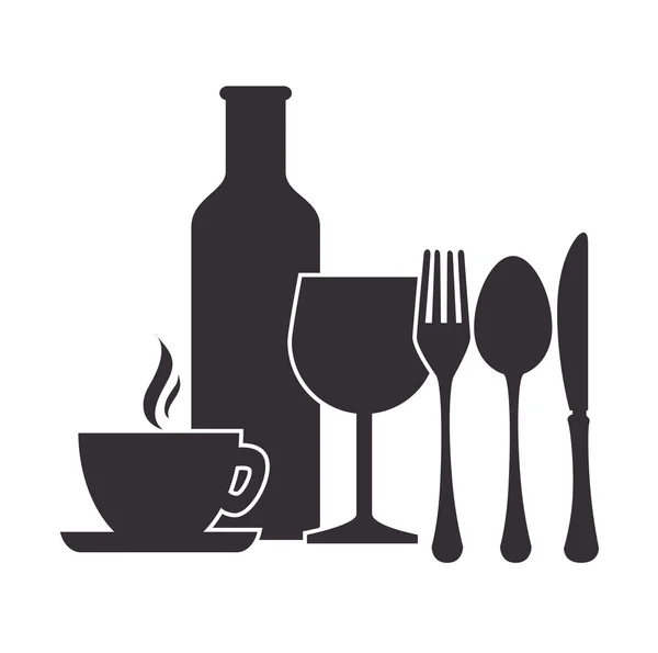 Restaurant et vaisselle de cuisine — Image vectorielle