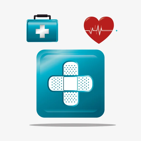 Diseño gráfico de atención médica con iconos — Vector de stock