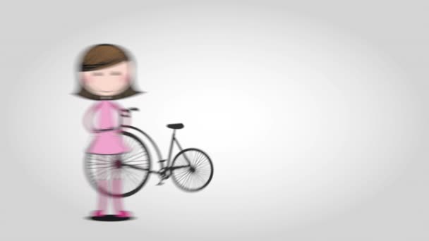 Vintage ποδήλατο και κορίτσι — Αρχείο Βίντεο