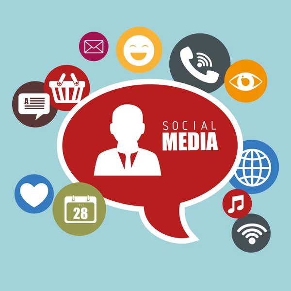 Sociala medier design med multimedia ikoner — Stock vektor