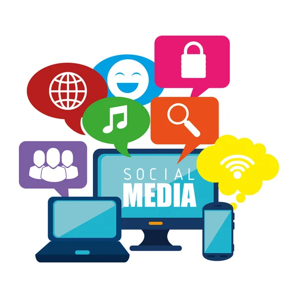 Sociální media design s multimediální ikony — Stockový vektor