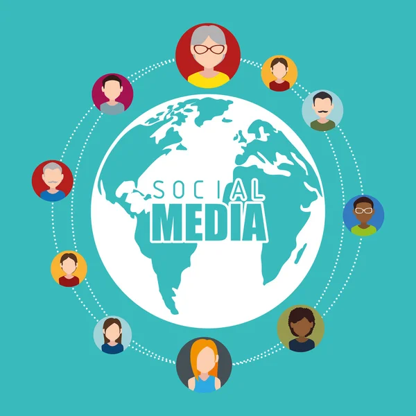 Mediów społecznych projektu z ikony multimedialne — Wektor stockowy