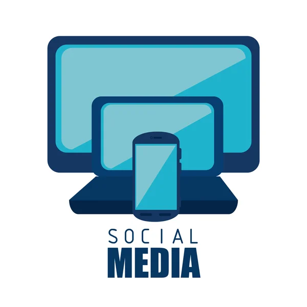 Mediów społecznych projektu z ikony multimedialne — Wektor stockowy