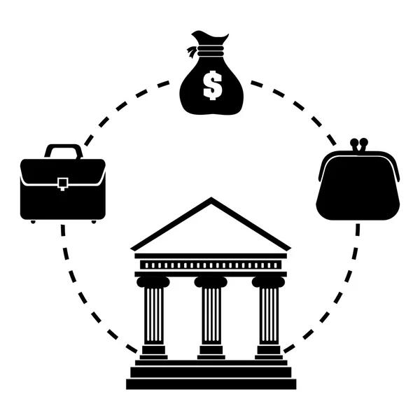 Banco, dinheiro e pagamento online — Vetor de Stock