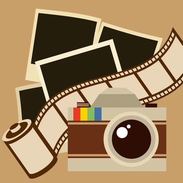 Camera and filmstrip design — Stock Vector