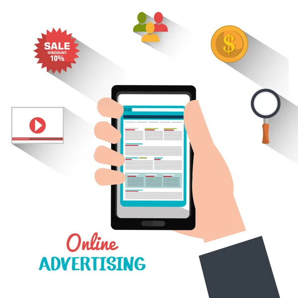 デジタル マーケティングとオンライン広告 — ストックベクタ