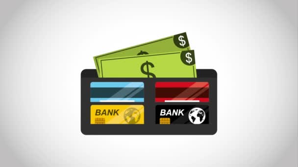 Brieftasche mit Geldschein-Design — Stockvideo
