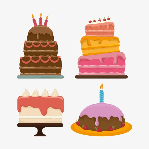 Feliz sobremesa bolo de aniversário —  Vetores de Stock