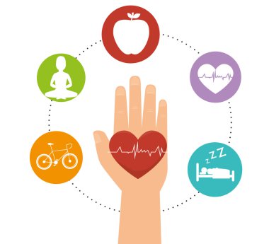 Sağlıklı yaşam sağlıklı yaşam tarzı simgeleri 