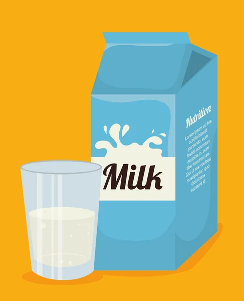 Melk doos met een glas — Stockvector