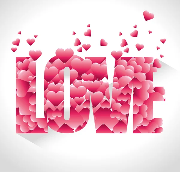 Romantic colorful card design with pink hearts — Stock Vector