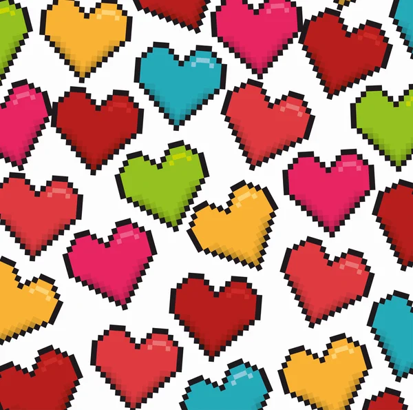 Romantiska färgglada kortdesign med färgglada hjärtan — Stock vektor