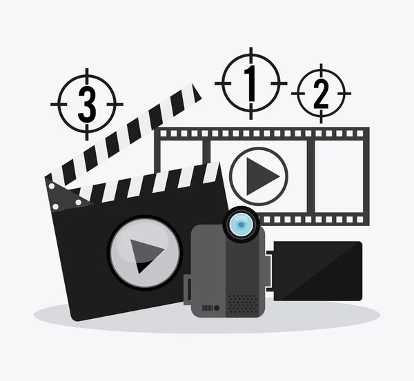 Filmstrip e design de câmera de vídeo — Vetor de Stock