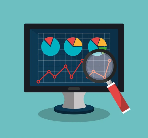 Pesquisa analítica e gráfico de SEO —  Vetores de Stock