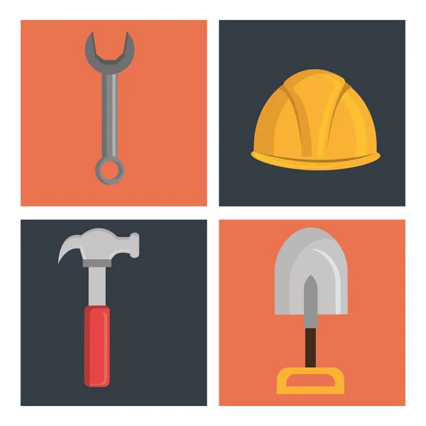 Em construção e ferramentas — Vetor de Stock