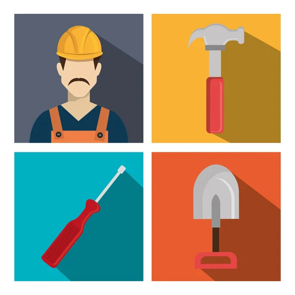 Em construção e ferramentas — Vetor de Stock