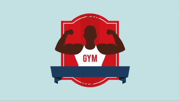 Diseño de icono de gimnasio — Vídeos de Stock