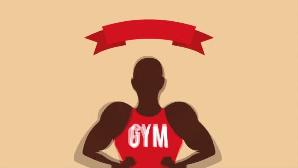 Gym pictogram ontwerp — Stockvideo