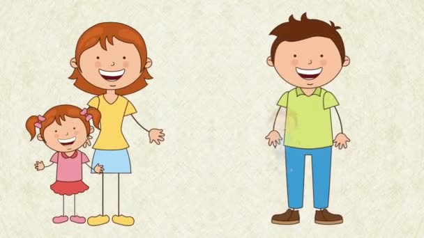 Diseño de iconos familiares, Animación de vídeo — Vídeos de Stock