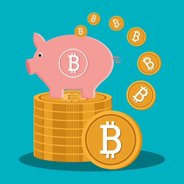 Bitcoin virtual money — Stock Vector
