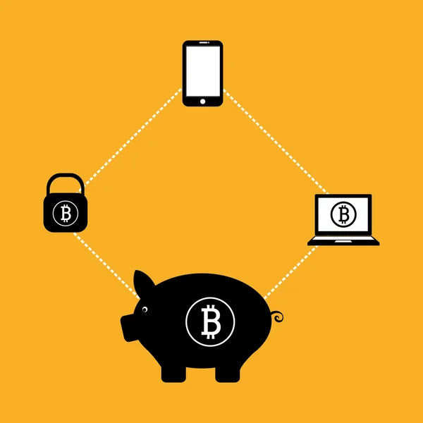 Dinero virtual bitcoin — Vector de stock