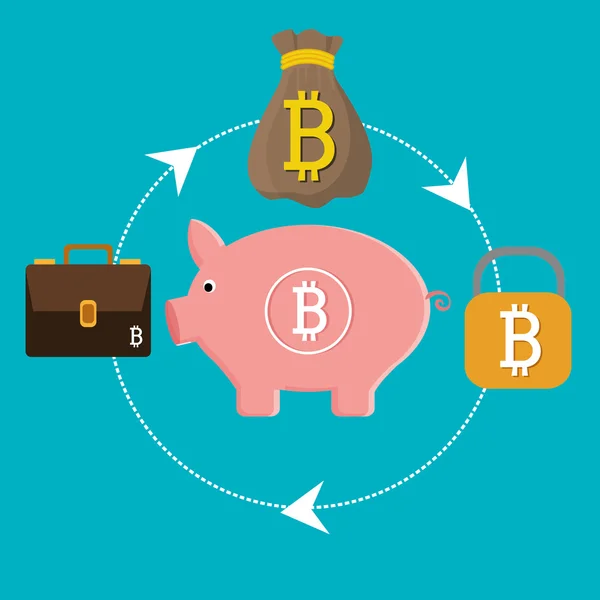 Bitcoin virtual money — Stock Vector