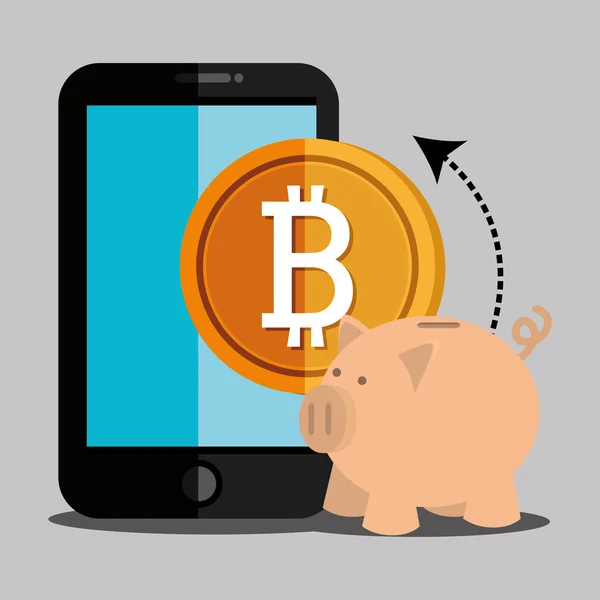 Bitcoin dinheiro virtual — Vetor de Stock