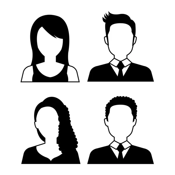 Young people avatar silhouette — Stock Vector