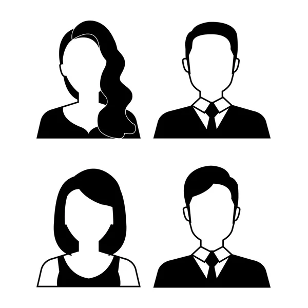 Young people avatar silhouette — Stock Vector